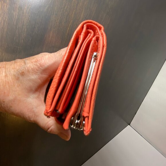 Coral Genuine Leather Wallet Organizer w/ Coin Clasp - Picture 7 of 9